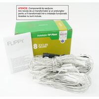 Sectiune Instalatie de Craciun Vafy, Tip Plasa, 160 LED-uri, 2 m x 2 m, 8 jocuri de lumini, Interconectabila, Fir transparent, Albastru