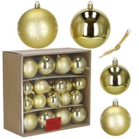 Set globuri Craciun 36 bucati, diverse modele, diametru 6-8 cm, auriu