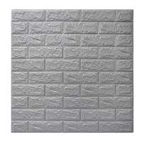Set 10 Placi de Tapet, Vafy, Autoadezive, 70 x 77 cm, 2.5 mm Grosime, Suprafata Acoperita 5.3 mp, din PVC, Model Caramida, Argintiu