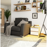 Noptiera cu 2 sertare, din PAL laminat, 40x35x40 cm, stejar sonoma si alb