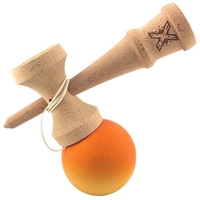 Kendama X Originala, Profesionala, Flippy, Rubber Grip, din Lemn, 18 cm, Portocaliu/Galben