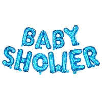 Set Baloane din Folie Metalizata, Vafy, Model Baby Shower, Litere de 40 cm, Baloane Party, Ambalaj Individual, Pai, Ata si Adeziv Incluse, Umflare cu Aer sau Heliu, Albastru
