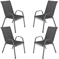 Set 4 scaune gradina cu brate, cadru otel si sezut textilene, 53x72x92 cm, gri