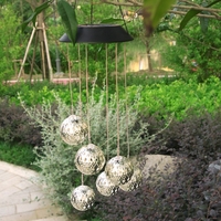 Lampa solara de tip decoratiune pentru gradina, Flippy, model clopotel de vant, alb cald