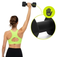 Set gantere din fonta cu invelis neopren, 12 kg cu suport, capete hexagonale, 2x1 kg 2x2 kg 2x3 kg, multicolor