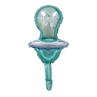Balon din Folie Metalizata, Vafy, Mini Figurina, Model Suzeta, Tematica Gender Reveal, 23x50 cm, Ambalaj Individual, Pai Inclus, Umflare cu Aer sau Heliu, Albastru