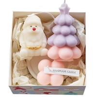 Lumanari Parfumate de Craciun, Flippy, Gift Box Set cu 3 Lumanari Aromaterapie, 11 x 11 x 7.5 cm, Mov Roz