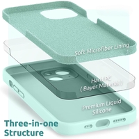 Husa pentru Apple iPhone 14 Pro Vafy, Liquid Silicone, cu Microfibra pe interior, Protectie Antisoc, Light Cyan