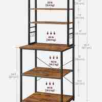 VASAGLE Raft de bucatarie, spatiu cuptor cu microunde, 6 rafturi, 40x60x167cm, maro rustic si negru