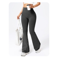 Pantaloni Sport de Dama, Flippy, pentru Yoga, Talie Inalta, Evazati, Tricotati, Negru, Marime XL