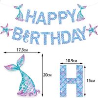 Banner Happy Birthday Sirena, Flippy, Colectia Mermaid, 17 Piese, Multicolor