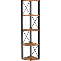VASAGLE Biblioteca de colt cu 5 etaje, cadru metalic, stil industrial, 30x30x160 cm, maro rustic