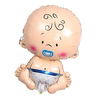 Balon din Folie Metalizata, Vafy, Figurina Baietel, Tema Botez, 73x48 cm, Ambalaj Individual, Pai Inclus, Umflare cu Aer sau Heliu, Albastru