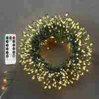 Instalatie de Craciun Liniara, Vafy®, Tip Cluster, 8 Jocuri de Lumini, cu Telecomanda, 3 m, 100 Led-uri, Alimentare USB, 3V, Alb Cald