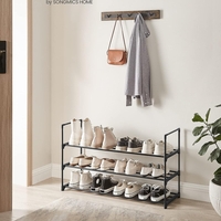 SONGMICS Suport pentru pantofi cu 3 nivele, structura metalica, pentru 12-15 perechi, 92x30x55cm, negru
