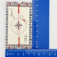 Martisor Traditional Bratara Norocoasa, Jolie, Model Romb Port Traditional, Bratara Martisor pentru Copii, din Plastic/Textil, Snur Alb/Rosu