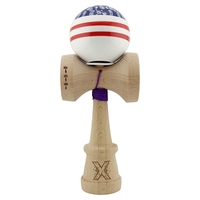 Kendama X Originala CHICANOS, Profesionala, Flippy, Cupe Mari KING SIZE V3, Super Sticky, Gaura in Baza, Rulment Metalic, din lemn 18 cm, Ata 62/65 cm, Mov/Alb
