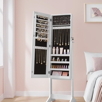 SONGMICS Oglinda de podea cu suport, din MDF, spatiu de depozitare, 41x37x152 cm, alb