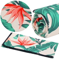 Prosop de plaja cu uscare de rapida, husa de transport, 90x180cm, model floral