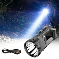 Lanterna LED, Vafy, Incarcare USB, Autonomie 8-24h, 2 Surse de Lumina, Principal si Lateral, Raza Maxima 100-200 m, COB, 5W, 23 x 10 x 10 cm, Negru