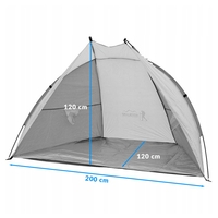 Cort plaja pentru 2 persoane, cu protectie UV si podea izolanta, 200x120x120 cm, albastru