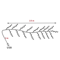 Instalatie Craciun tip Creanga Vafy, 144 LED-uri, Conectare USB, 8 Jocuri de Lumini, Telecomanda, 2.5 m, Prelungitor 2 m, 3V, Fir Negru, Alb Cald