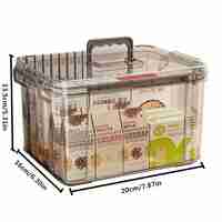Cutie De Depozitare, Flippy, Tip Valiza, pentru Alimente, Jucarii, Accesorii, Transparent-Gri, Marime M, 31.5x23x19 cm