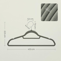 SONGMICS Set de 20 de umerase pentru haine, anti-alunecare cu catifea, bara de cravata si carlig pivotant, 43,5 cm, gri