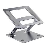Stand Laptop si Tableta, Flippy, Suport Laptop Ergonomic, Pliabil, Ajustabil pe Inaltime, Portabil, Anti Alunecare, 27.7 x 27.7 x 5 cm, Gri Inchis
