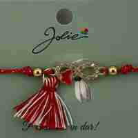 Martisor Bratara Ciucure, Jolie, Snur Rosu Reglabil, cu Pandantiv, Model Infinit Fluturas