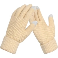 Manusi de Dama, Flippy, Functie Touchscreen (ecran tactil), Material Acril Tricotat, Manseta Elastica, Interior Catifelat, Marime Universala, Bej