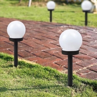 Lampa solara LED pentru Gradina, Flippy, Set 2 Bucati, Tip Glob/Sferica, 37 cm, Diametru 10 cm, Buton On-Off, Multicolor, Negru/Alb