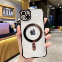 Husa MagSafe pentru Apple iPhone 11, Full Cover, Protectie camera, Margini colorate Electroplating, Magnetica, Incarcare Wireless, Vafy, Negru
