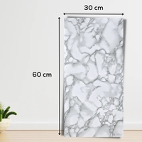 Set 10 Placi Tapet, Vafy, 60 x 30 cm, Grosime 1.5 mm, din PVC, Model Imitatie de Marmura, Suprafata acoperita 1.8 mp, Gri