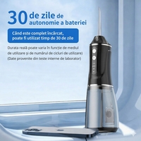 Irigator Bucal Electric, Flippy, Portabil, Dus Bucal pentru Curatare, Indepartare Tartru, 4 Capete, 25 x 8 x 8 cm, Negru
