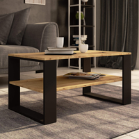 Masuta cafea ALEX cu raft inferior, PAL laminat, 92x53x45 cm, stejar artisan si negru