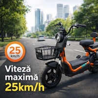 Scuter Electric KG, Saige, Fara Permis, Motor 500W, Baterie 48V20Ah, Autonomie 60km, 153x40x85 cm, Viteza Maxima 25km/h, Portocaliu
