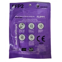 Set 25 bucati Masca de protectie faciala, Flippy, de unica folosinta pentru adulti, FFP2, KN95 CE 0370, 5 straturi, nesterila, ambalaj individual, Alb