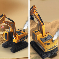 Set utilaje construction RC cu excavator si basculanta, lumini si abur, telecomanda, 3 accesorii incluse