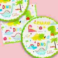 Set 10 Farfurii Petrecere, Flippy, Colectia Dino Park, 17 cm Diametru, din Carton, Multicolor