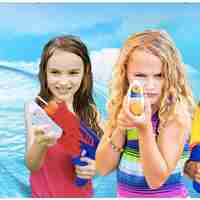 Pistol cu Apa pentru Copii, Rezervor, Pentru Piscina/Plaja, Flippy, 6ani+, Bleumarin/Rosu, 300ML