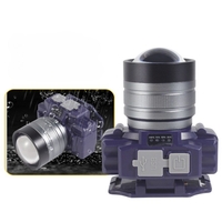 Lanterna LED de Montat pe Cap, Vafy, cu Raza Lunga de Zoom, Far Telescopic, Reglabil, Rezistent la Apa, pentru Pescuit in Aer Liber, Camping, Lumina Puternica, Lanterna, 7.5x5x7 cm, Albastru