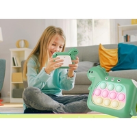 Jucarie Interactiva Pop It Whack A Mole, Flippy, Tip Consola, Anti-Stres, 4 Moduri de Joc, din ABS si Silicon, +3 Ani, Model Dinozaur, Verde