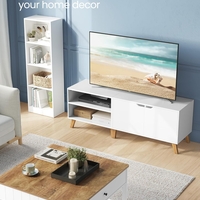 VASAGLE Comoda pentru TV de pana la 65 inch, cu 2 usi si raft reglabil, 40x140x50 cm, alb