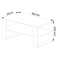 Masuta cafea ALEX cu raft inferior, PAL laminat, 92x53x45 cm, alb si negru
