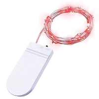 Instalatie Craciun, 2 metri, 20 LED-uri, Rosu, cu baterii, fir cupru, liniar, interior/exterior, Vafy