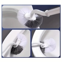 Perie de Toaleta, Flippy, Maner Curbat, cu Suport, 40 x 12 cm, Peri Flexibili, Alb