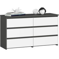 Comoda cu 6 sertare, PAL laminat, 100x35x57 cm, gri si alb