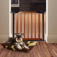 Poarta de siguranta Safety Gate pentru scari, ajustabila 90-96 cm, din otel si lemn, negru maro