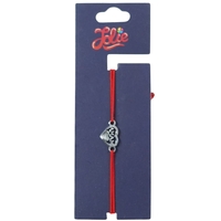 Martisor Bratara din Inox pentru Copii, Jolie, Textil si Inox, Snur Rosu, Model Mama, Argintiu